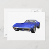 1970 Corvette Sportwagen: Blue Finish Postkarte (Vorne/Hinten)
