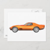 1970 Corvette Sportwagen: Orange Fertig: Postkarte (Vorne/Hinten)
