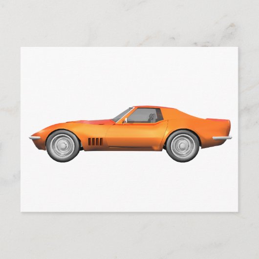 1970 Corvette Sportwagen: Orange Fertig: Postkarte (Vorderseite)