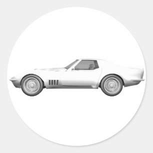1970 Corvette Sportwagen: Weißes Finish Runder Aufkleber