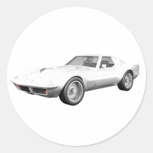 1970 Corvette Sportwagen: White Finish Runder Aufkleber