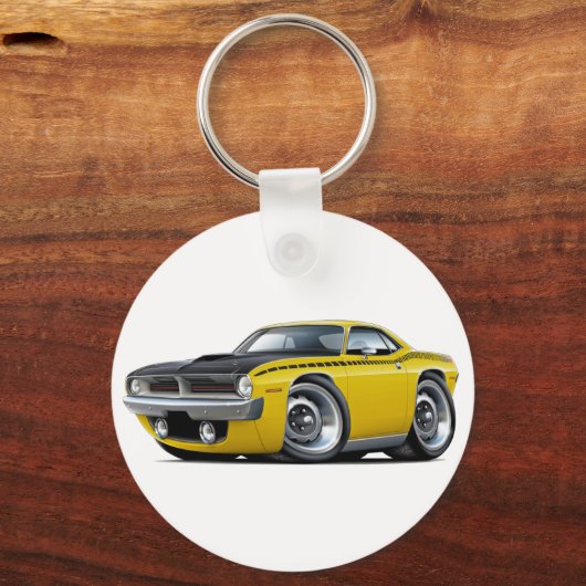 1970 Cuda AAR Yellow Car Schlüsselanhänger (Vorderseite)
