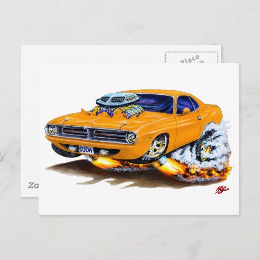 1970 Cuda Orange Car Postkarte (Vorne/Hinten)