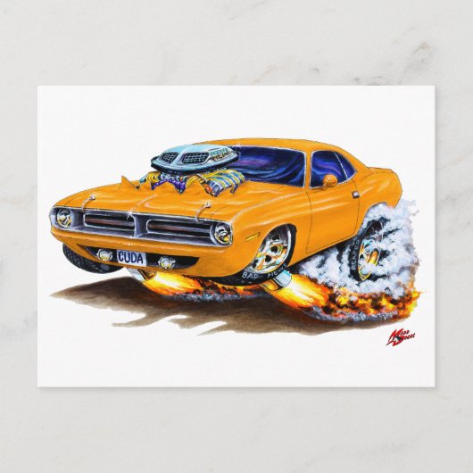 1970 Cuda Orange Car Postkarte (Vorderseite)