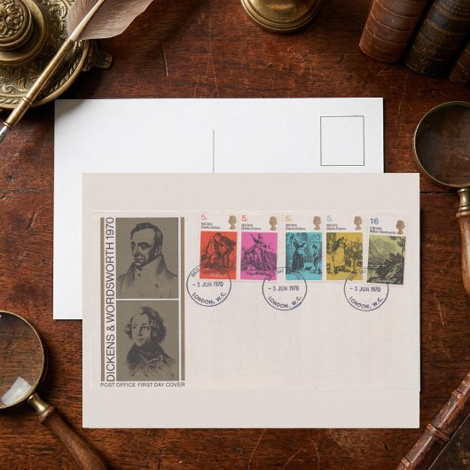 1970 Dickens & Wordsworth First Day Cover Antique Postkarte