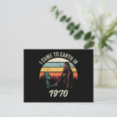 1970 kam ich in Alien & Bigfoot zur Erde Postkarte (Stehend Vorderseite)