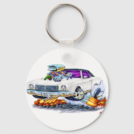 1970 Monte Carlo Weißer Wagen Schlüsselanhänger (Vorderseite)