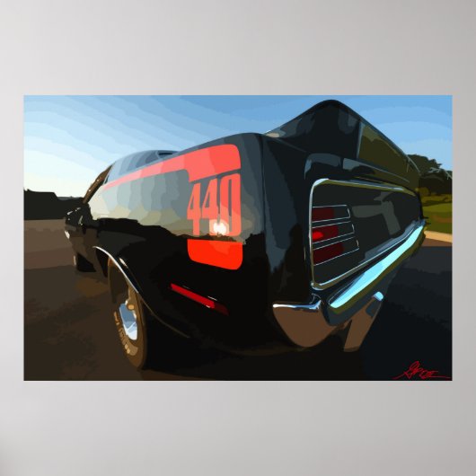 1970 Plymouth 'Cuda 440 Art Print Poster (Vectoriz (Vorne)