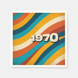 1970 Retro Paper Napkin Vintager 70er Groovy Strei Serviette