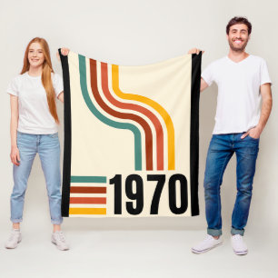 1970 Retro Stripe Rainbow Vintag Blanket Fleecedecke
