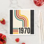 1970 Retro Stripe Vintag Rainbow Poster Style Serviette (Beispiel)