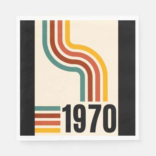 1970 Retro Stripe Vintag Rainbow Poster Style Serviette (Vorderseite)