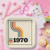 1970 Retro Vintage Poster Geburtstag oder Wiederse Pappteller (Party)