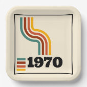1970 Retro Vintage Poster Geburtstag oder Wiederse Pappteller (Vorderseite)