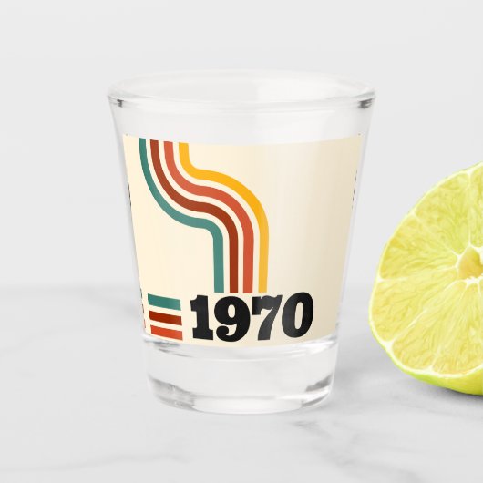 1970 Retro Vintage Poster Geburtstag oder Wiederse Schnapsglas (Vorderseite)