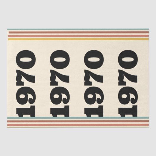 1970 Retro Vintage Poster Geburtstag oder Wiederse Seidenpapier (Vorderseite)