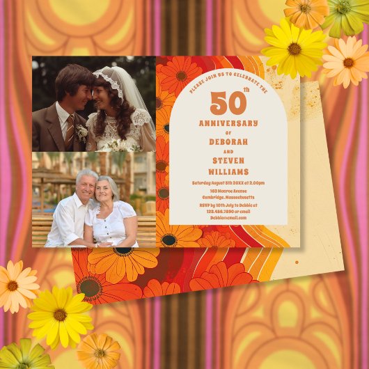 1970er 50. Hochzeitstag 2 Foto-Einladung Einladung
