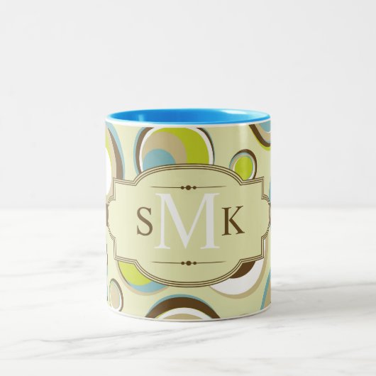 1970er Jahre Retro Circle Pattern Print Coffee Tas Zweifarbige Tasse (Mittel)