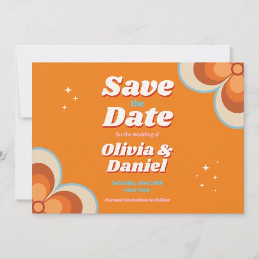 1970er Save the Date Wedding Retro Vintag (Vorderseite)