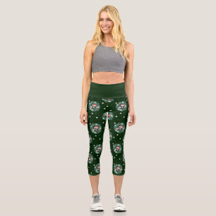 1970er Weihnachtskranz Santa Alien Capri Leggings