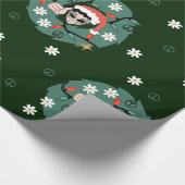 1970er Weihnachtskranz Santa Alien Geschenkpapier (Ecke)