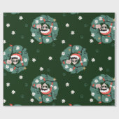 1970er Weihnachtskranz Santa Alien Geschenkpapier (Flach)