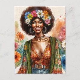 1970s African American Woman With Afro Postkarte