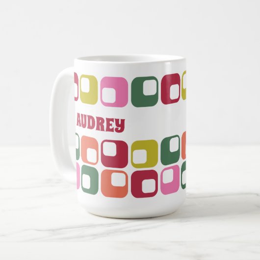 1970s Retro Style Geometric Pattern Personalized Kaffeetasse (Vorderseite Links)