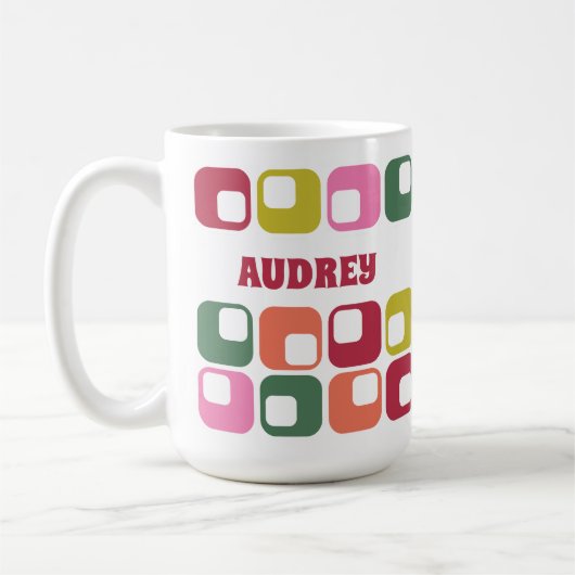 1970s Retro Style Geometric Pattern Personalized Kaffeetasse (Links)