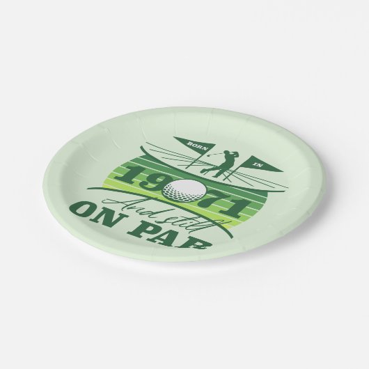 1971 50. Geburtstag Golf Lover Pappteller (Schrägansicht)