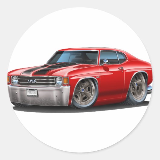 1971-72 Chevelle Red-Black Car Runder Aufkleber (Vorderseite)