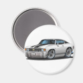 1971-72 Chevelle White-Black Top Car Magnet (Vorderseite/Rückseite)