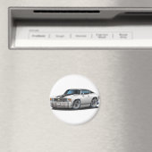 1971-72 Chevelle White-Black Top Car Magnet (In Situ (Geschirrspüler))
