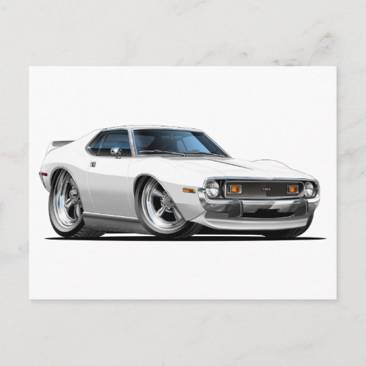 1971-72 Javelin White Car Postkarte (Vorderseite)