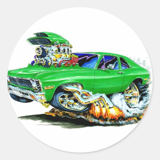 1971-74 Nova Green Car Runder Aufkleber (Vorderseite)