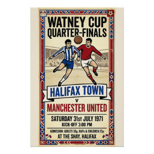 1971 Fußballspiel Halifax gegen Manchester United Poster