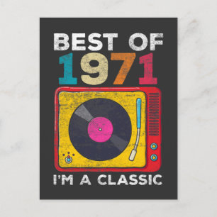 1971 Geboren Vintage 50. Geburtstag Vinyls Klassis Postkarte