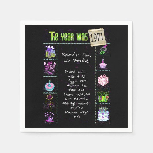 1971 Geburtstag Trivia Napkins Serviette (Vorderseite)