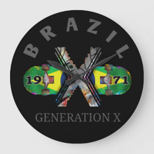 1971 generation x brazilian skateboard große wanduhr