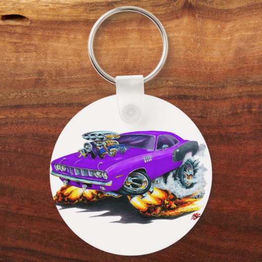 1971 Hemi Cuda Lila Car Schlüsselanhänger (Vorderseite)