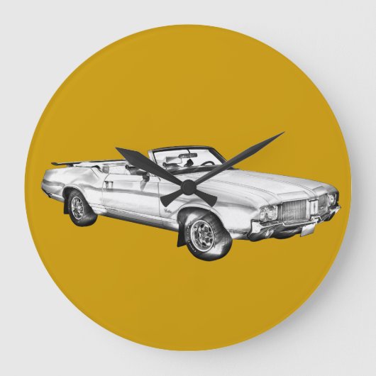 1971 Oldsmobile Cutlass Supreme Car Illustration Große Wanduhr (Vorderseite)