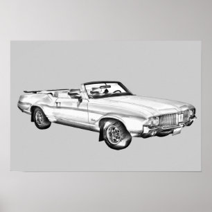 1971 Oldsmobile Cutlass Supreme Car Illustration Poster