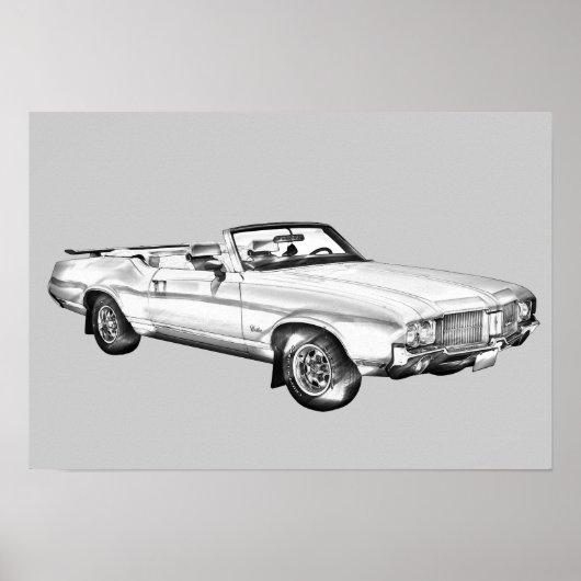 1971 Oldsmobile Cutlass Supreme Car Illustration Poster (Vorne)