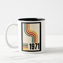 1971 Retro Stripe Rainbow 54. Geburtstag Zweifarbige Tasse