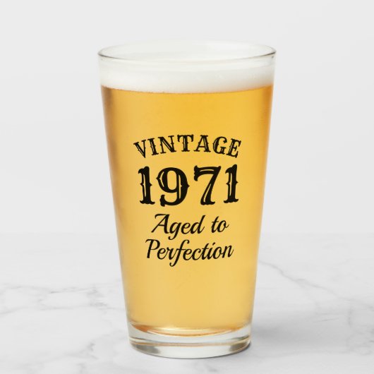 1971 Vintage-Bierglas-Geschenk zum fünfzigsten Geb Glas (Vorne (Gefüllt))