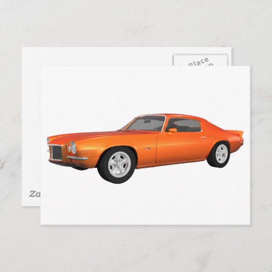 1972 Camaro: Muskelwagen: Orange Fertig: Postkarte (Vorne/Hinten)