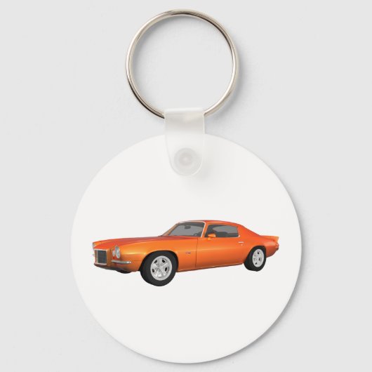 1972 Camaro: Muskelwagen: Orange Fertig: Schlüsselanhänger (Vorderseite)