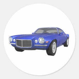 1972 Camaro Z28: Muscle Car: Blue Finish: Runder Aufkleber