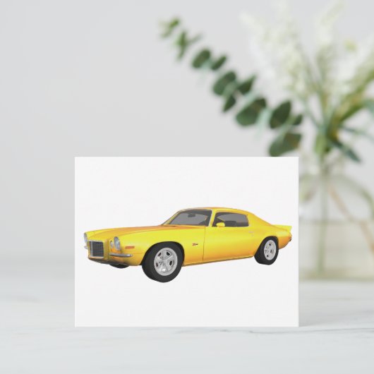 1972 Camaro Z28: Muskelwagen: Gelb Fertig: Postkarte (Stehend Vorderseite)