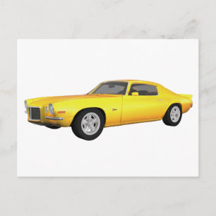 1972 Camaro Z28: Muskelwagen: Gelb Fertig: Postkarte